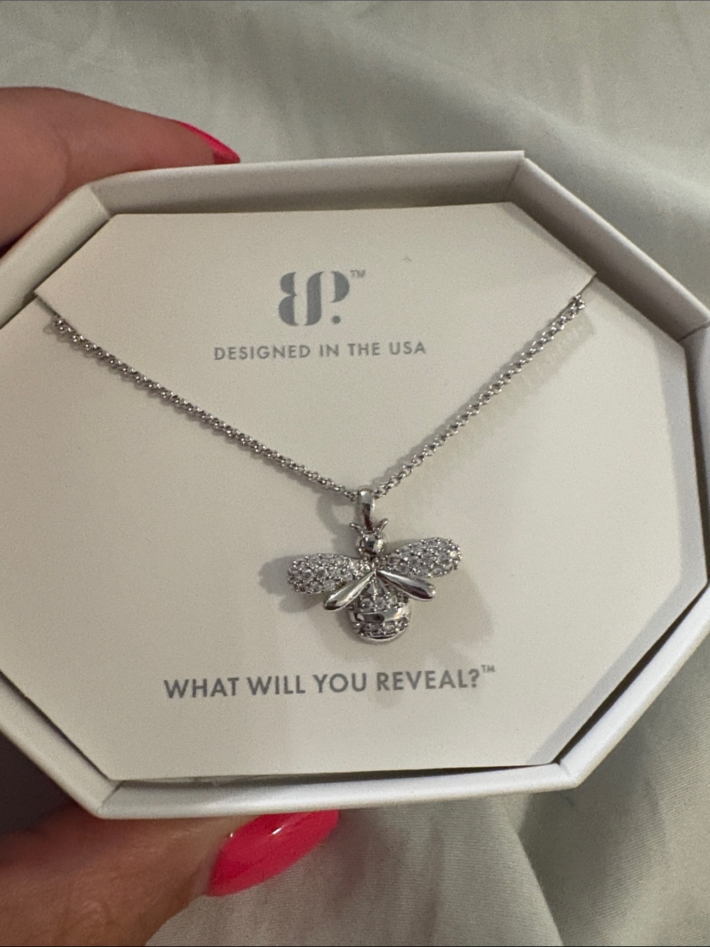 Crystal Bee Pendant Necklace - Silver Bee Charm